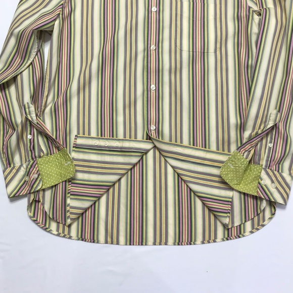 Express Men's Long Sleeve, Yellow Stripes - Picture 8 of 8